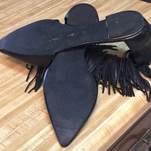 Rebecca Minkoff Black Leather Fringed Sandal💥SALE - Picture 8 of 9